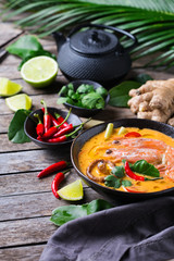 Spicy thai tom yum, yam kung sour soup