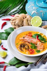 Spicy thai tom yum, yam kung sour soup
