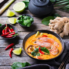 Spicy thai tom yum, yam kung sour soup