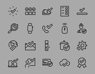 A simple set of claim related vector ICON lines. Contains icons such as file uploaded, received document, read message, receive call and more. Editable Bar. 48x48 Pixel Perfect