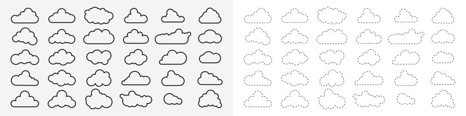 Cloud icons - vector. Various shape of Clouds.