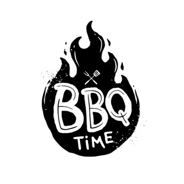 BBQ time. Hand drawn typography poster.