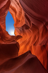 Antelope Canyon with sunlight, Arizona near Page, America - abstract background