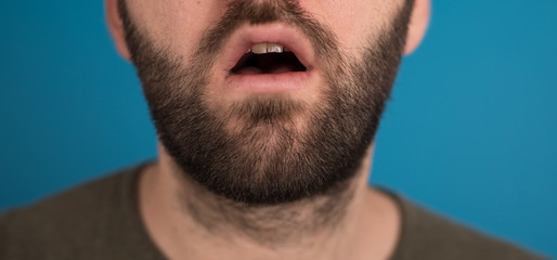 Obraz premium Mature man mouth close up