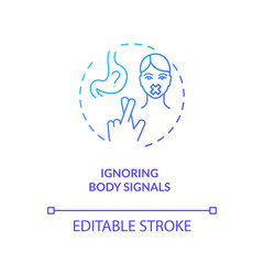 Ignoring body signals concept icon. Mindful eating, conscious nutrition idea thin line illustration. Unhealthy dieting and fasting. Vector isolated outline RGB color drawing