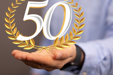 50 years anniversary celebration logotype with elegant celebration.