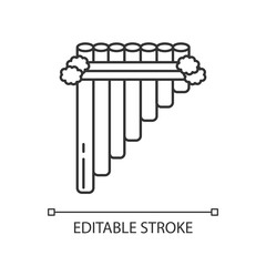 Siku pixel perfect linear icon. Traditional peruvian wind musical instrument. Pan flute, zamponia. Thin line customizable illustration. Contour symbol. Vector isolated outline drawing. Editable stroke