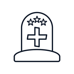 grave with cross and stars line style icon vector design