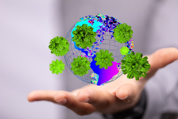 contagious coronavirus pandemic, dangerous virus outbreak 3d.