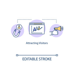 Attracting visitors concept icon. Lead generation idea thin line illustration. Increasing traffic and customer conversion strategies. Vector isolated outline RGB color drawing. Editable stroke