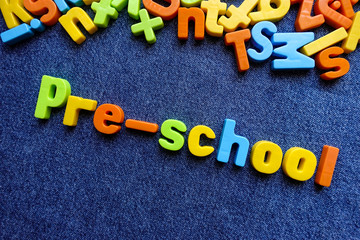 Pre-school concept, with colorful letters.