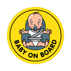 Baby in car seat. Back window sticker or sign