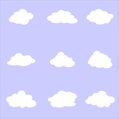 Cloud icon, cloud shape. Set of different clouds. Collection of cloud icon, shape, label, symbol. Graphic element vector. Vector design element for logo, web and print.