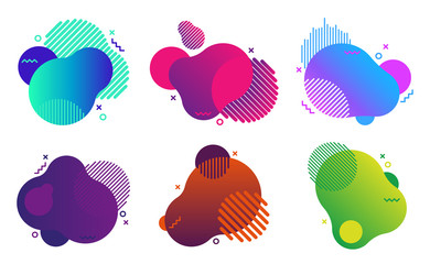 Abstract gradient shape frame. Fluid geometric shape layout frame, motion elements and modern shaped borders vector illustration set