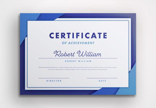 Certificate of Achievement Layout with Blue Border