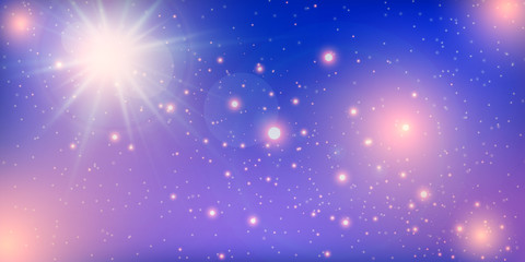 Naklejka na ściany i meble Galaxy. Night starry sky, infinite space universe with stars, galaxies. Nebulae and bright stains starlight.