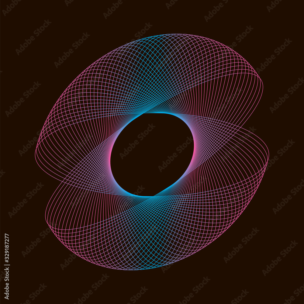 Wall mural spirograph abstract element on a black background.
