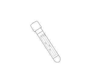 Line drawing of a blood collection tube or vacutainer, vector illustration