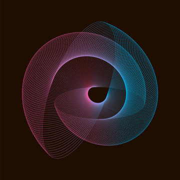 Spirograph abstract element on a black background.