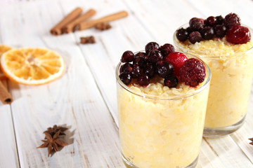 Healthy breakfast with cereal and berries