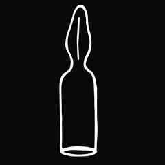  Vector illustration. Close-up of a medical ampule on a black background.