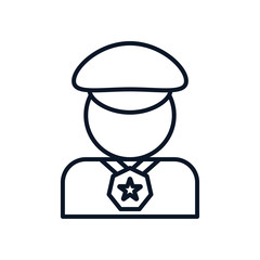 Isolated policeman avatar with medal line style icon vector design