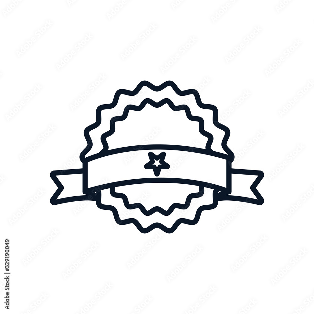 Poster isolated seal stamp with star and ribbon line style icon vector design