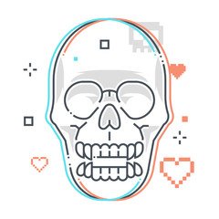 Skull related color line vector icon, illustration