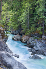 Ice and snow melt give the Green River it's deep turquoise color in British Columbia, Canada.