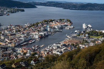 Fototapeta na wymiar Bergen view from Mt Floyen