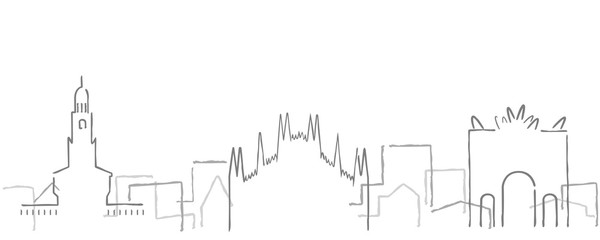 Fototapeta premium Milan Freehand Minimal Line Skyline and Landmarks