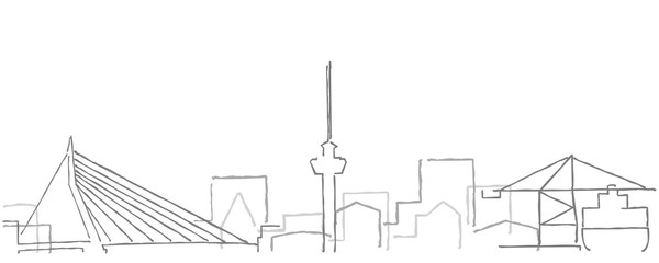 Rotterdam Freehand Minimal Line Skyline and Landmarks