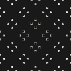 Vector minimalist seamless texture, abstract monochrome geometric pattern with small shapes, outline rounded squares. Modern minimal background. Dark stylish design for decor, textile, interior, cover