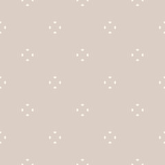 Vector universal seamless pattern. Simple light geometric texture. Abstract pastel minimalist background with small floral shapes, beige colors. Design element for decor, prints, textile, fabric, web