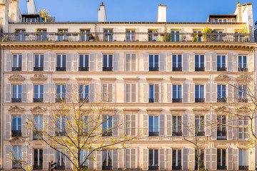 Fototapeta na wymiar Paris, typical facade and windows, beautiful building, detail 