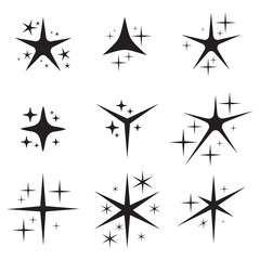 Sparkle stars. Sparks and shiny star light elements. Glitter lights. Design elements. Vector.