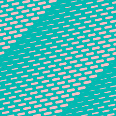 Vector geometric halftone seamless pattern with dash lines, fading stripes. Diagonal gradient transition effect. Extreme sport style background. Abstract repeat texture in turquoise and pink color