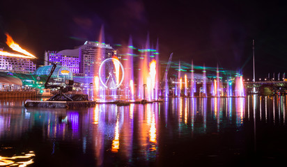 Darling Harbour at night, Vivid Sydney ,Australia