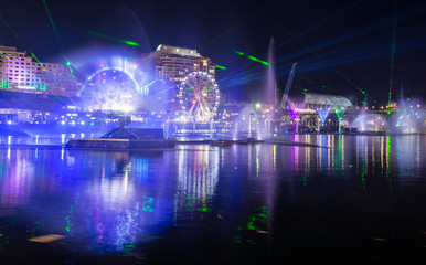 Darling Harbour at night, Vivid Sydney ,Australia