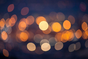 Abstract Yellow, Blue and White bokeh texture on Blue background