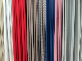 showcase of curtains of different colors