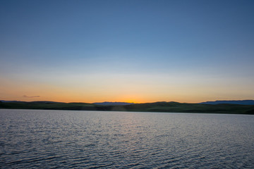 Fototapeta na wymiar Sunset in the hills near Kirkjubaejarklaustur in south Iceland