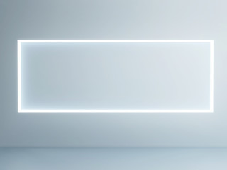 Light frame - studio for product presentation, blue background, 3d render, 3d illustration