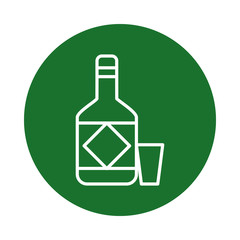 Mexican tequila bottle and cup block style icon vector design