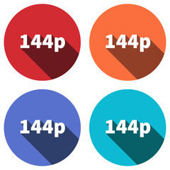 144p resolution icon with long shadow for web and mobile