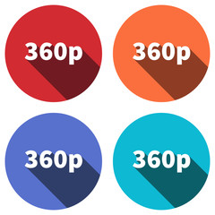 360p resoluition Design icon with long shadow. vector illustration