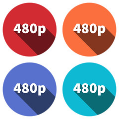 480p video icon design with long shadow vector