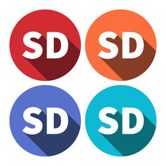 sd video quality on isolated circles colours background with long shadow