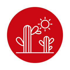Isolated cactus plant and sun block style icon vector design