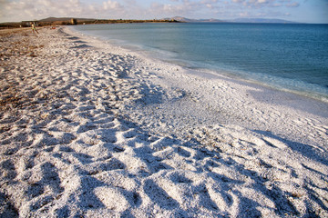 View of Sardinian beach Is Arutas in Italy
